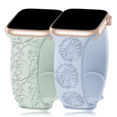 Silicone engraved apple watch band